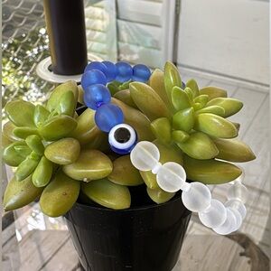 Blue and White Beaded Bracelet